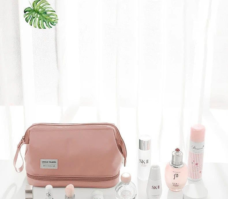 Large Waterproof Toiletry Bag – Pink & Green