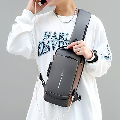 Men’s Slim Anti-Theft Crossbody Sling Bag (Grey & Golden)