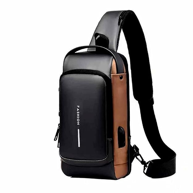 Men’s Slim Anti-Theft Crossbody Sling Bag (Black)