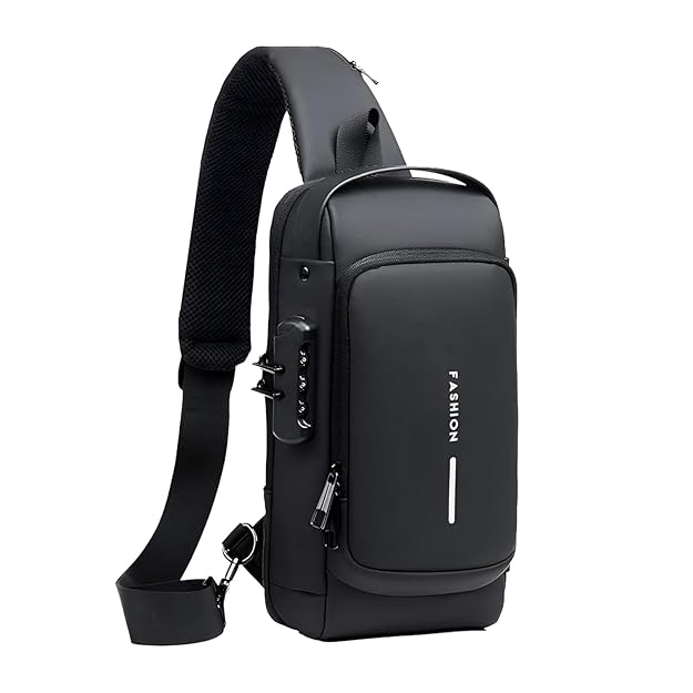 Men’s Slim Anti-Theft Crossbody Sling Bag (Black)