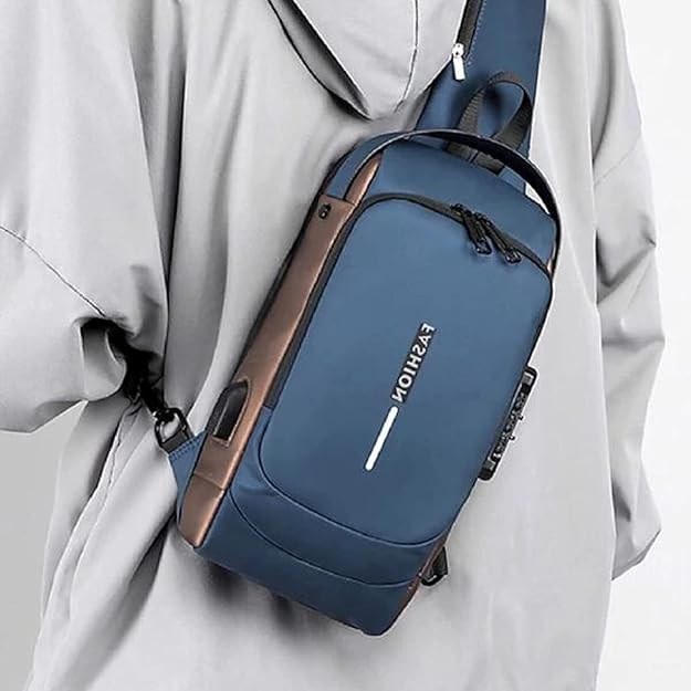 Men’s Slim Anti-Theft Crossbody Sling Bag (Blue)