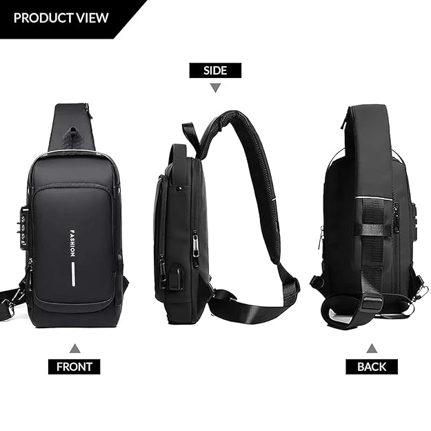 Men’s Slim Anti-Theft Crossbody Sling Bag (Black)