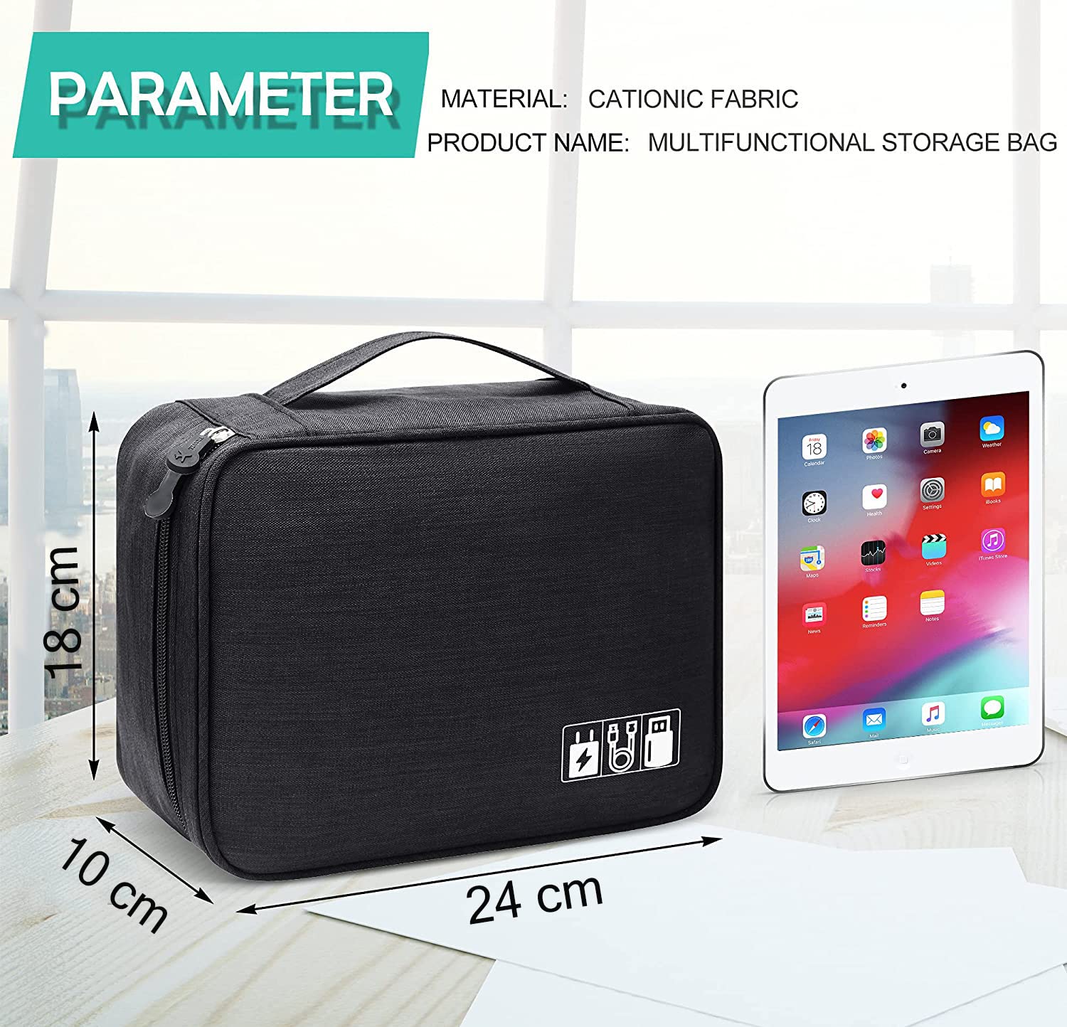 Tech Organizer Cable Bag – Black